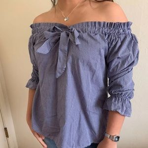 Off the shoulder gingham top